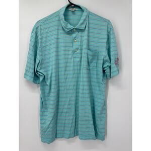 Peter Millar Men's Tailored Fit Large Polo‎ Shirt Blue Cotton Colorful Striped